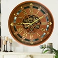 thumbnail image 5 of THE GEARS CLOCK Wall Clock with Real Moving Gears BE-LI_ 26 in Round Brown, 5 of 12