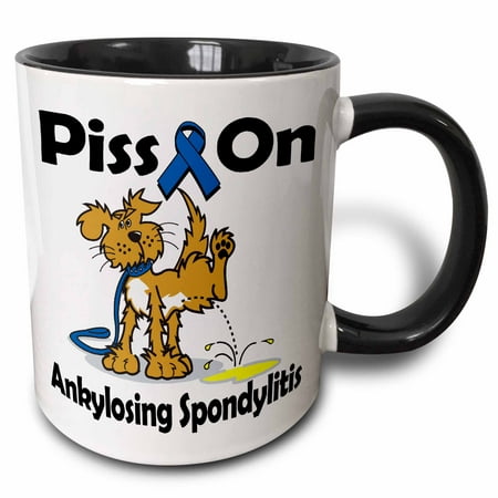 3dRose Piss On Ankylosing Spondylitis Awareness Ribbon Cause Design, Two Tone Black Mug,