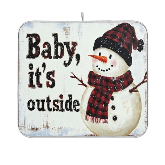 BZSMCE Dish Drying Mat Cute Snowman with Scarf Design Drying Mats