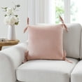 thumbnail image 2 of My Texas House 20" x 20" Solid Rose Pink Velvet Tie Decorative Pillow, 2 of 5