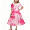 thumbnail image 6 of Ugoldhm Girls Gradient Print Collared Midi Dress - Summer Short Sleeve A-line Dresses, Size 5-14, 6 of 6