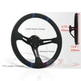 thumbnail image 3 of AJP Distributors Universal 350mm 14" 6-Bolt Hole Aluminum Light Weight Steering Wheel Black Carbon Fiber PVC Leather Blue Stitch Stripe 3 Deep Dish Spokes Horn Replacement JDM Sport, 3 of 5