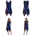thumbnail image 3 of Xixirimido Nebula Starry Night Print Couples Matching Vacation Outfits Men's Breathable Short Sleeve Shirt & Women's Irregular Hem Dress Coordinated Summer Wear for Dating, Size 4XL, 3 of 7