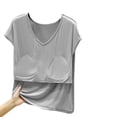 thumbnail image 4 of Jerdar Women's Summer Casual V Neck Shirt Short Sleeve Oversized T Shirts Daily Wear Tee Tops M, 4 of 5