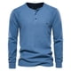 thumbnail image 1 of Camiseta de manga larga para hombre, color liso, diseño con cuello, corte holgado, poliéster, prenda informal para otoño-invierno, 1 of 7