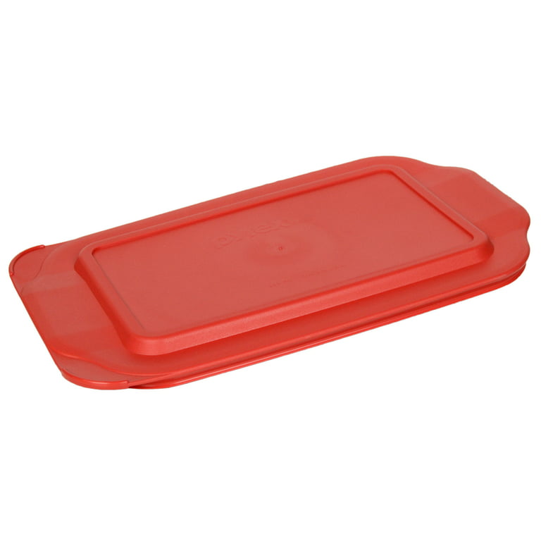 Pyrex 222 Square Glass Baking Dish w/ 222-PC Red Plastic Lid Cover