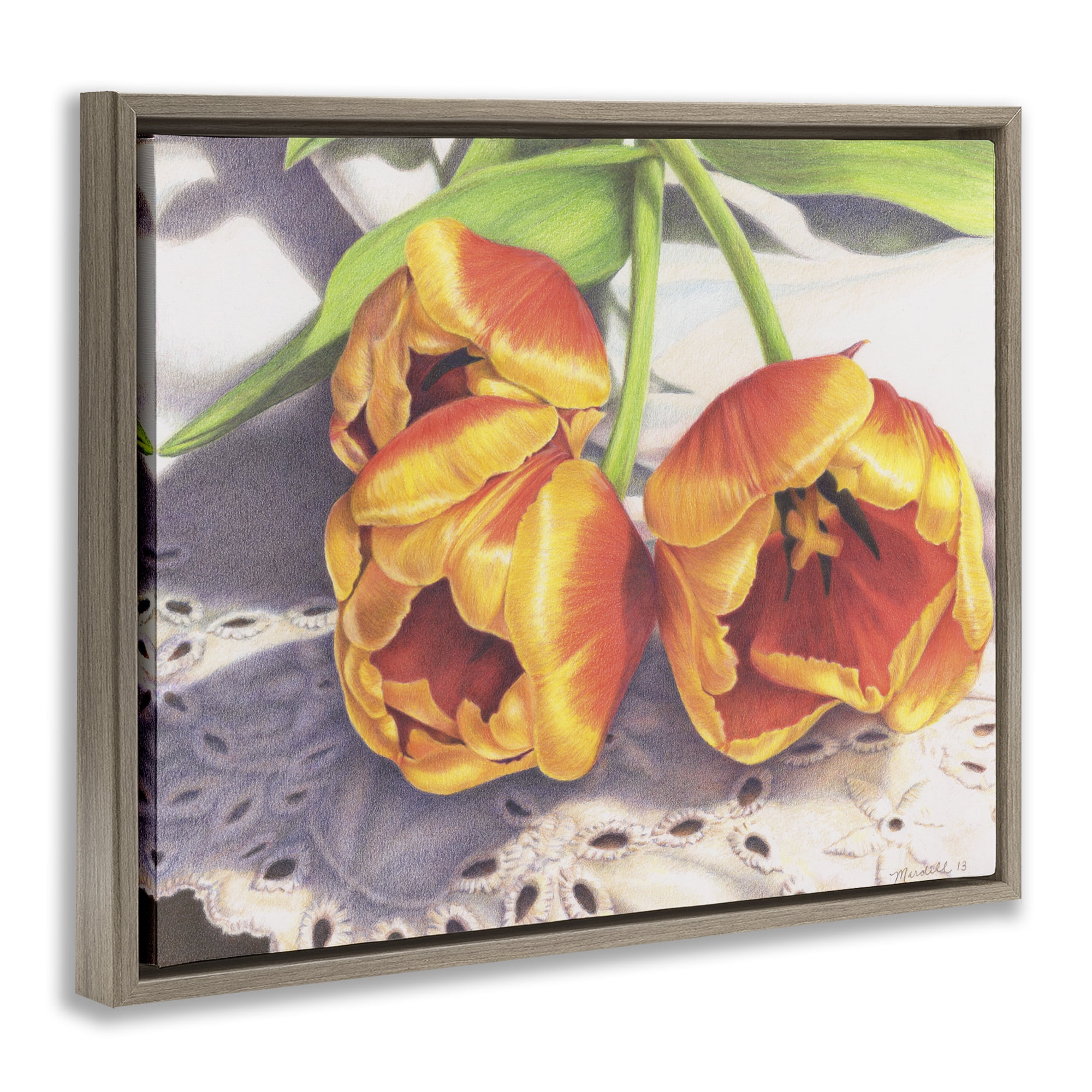 Stupell Industries Three Of A Kind Botanical & Floral Painting Brown Floater Framed Art Print Wall Art, 31 x 25