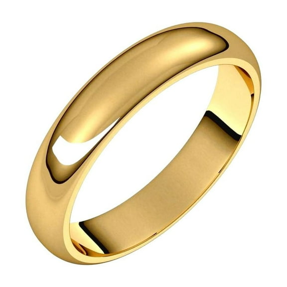 10k Yellow Gold 4mm Half Round Band Ring Size 10 Ring for Women and Men - 3.9 Grams