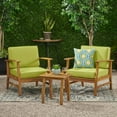 thumbnail image 2 of GDF Studio Pearl Outdoor 2 Seater Acacia Wood Chat Set with Cushions, Teak and Green, 2 of 8