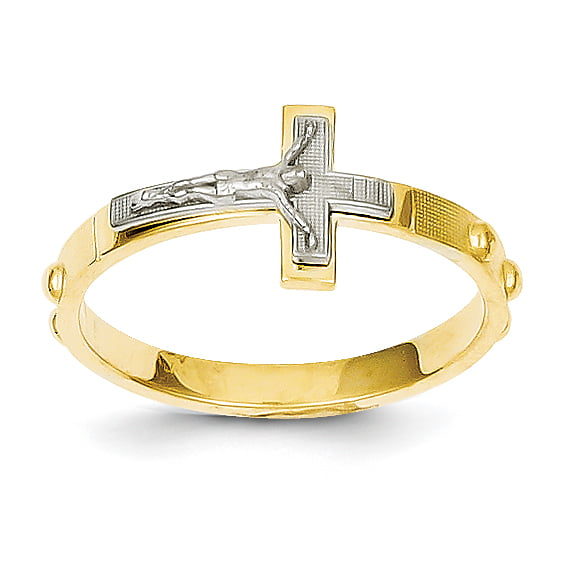 14K Two-tone Crucifix Rosary Ring - Walmart.com - Walmart.com