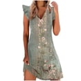 thumbnail image 2 of Baikeli Robe pour les Offres du Jour Liquidation Mode Femmes Décontractée Col en V Robes Imprimées Été Sans Manches Robe Chandail Robes pour Femmes 2024 Printemps Décontracté, 2 of 4