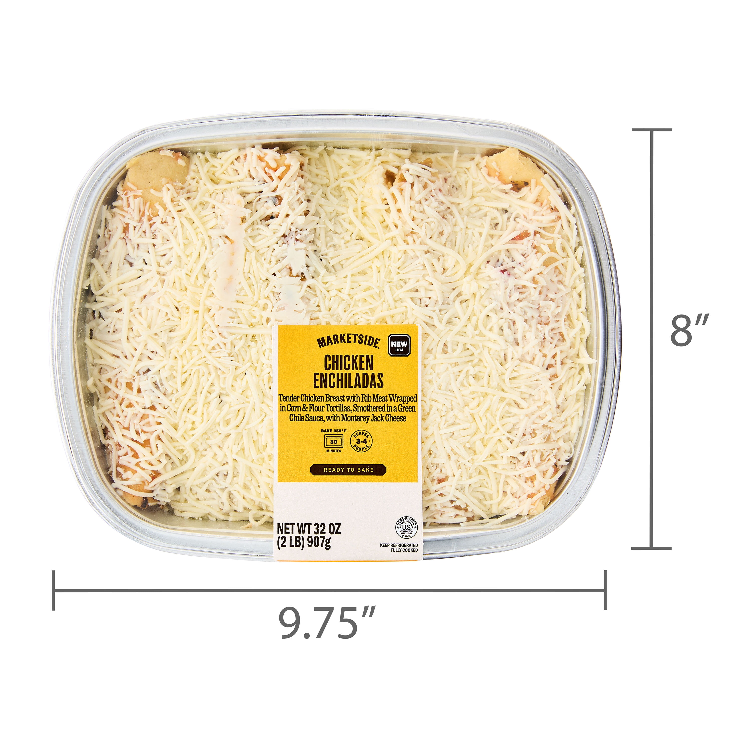 Marketside Fresh Never Frozen Prepared Meal Ready to Bake Chicken Enchiladas, 32 oz