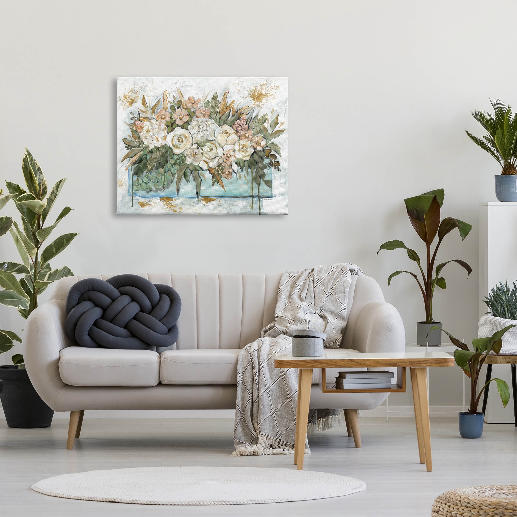 Country Floral Planter Arrangement Botanical & Floral Graphic Art Gallery Wrapped Canvas Print Wall Art