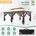 thumbnail image 2 of HOTEEL Pop Up Gazebo Patio Outdoor Canopy Tent with Netting, Vented Top, Adjustable Height and 240 sq ft of Shade for Garden, Party, Backyard, Brown, 2 of 7