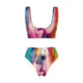thumbnail image 2 of Honeii Watercolor White Horse Print Women’s Bikini Set,Two Piece Swimsuit Bathing Suits,Stylish High Elasticity Swimwear for Beach and Pool, 2 of 7