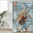 thumbnail image 5 of Sea Turtle Shower Curtain, 48" x 72", Coral Starfish Coral Ocean Waterproof Bathroom Curtain Washable Shower Curtain Set with 12 Hooks, 5 of 6