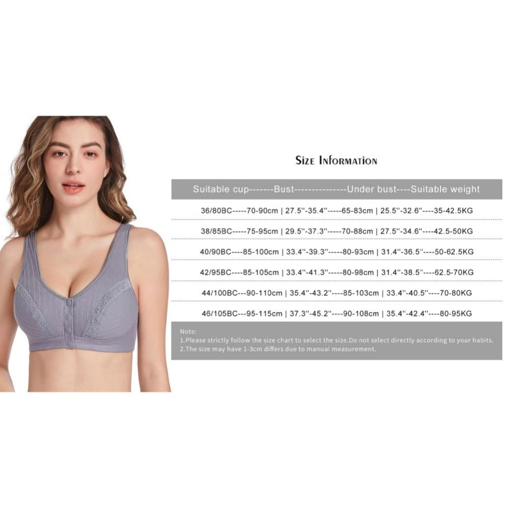 Xmarks Everyday Cotton Snap Bras - Women's Front Easy Close Convenient Snap  Sleep Bra Push Up Bra with Padded