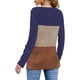 thumbnail image 1 of Guardurnaity Blusa casual delgada de manga larga con cuello en V y bloque de color para mujer Prendas para la parte del cuerpo Azul marino L Guardurnaity AP003524-18, 1 of 5