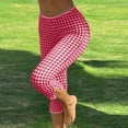 thumbnail image 6 of CHEEREAM Womens Capri Leggings Plaid Print Elastic Waisted Cropped Pants Skinny Split Hem Bottom, 6 of 7