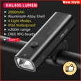 thumbnail image 1 of Luz de bicicleta ROCKBROS a prueba de lluvia tipo C carga LED 2000mAh MTB lámpara frontal faro aluminio ultraligero linterna luz de bicicleta Tan Jianjun unisex, 1 of 2