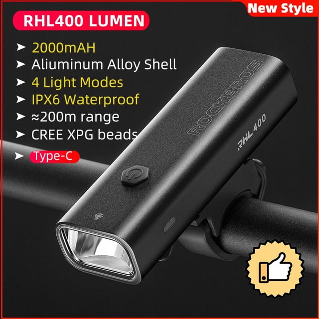 Luz de bicicleta ROCKBROS a prueba de lluvia tipo C carga LED 2000mAh MTB lámpara frontal faro aluminio ultraligero linterna luz de bicicleta Tan Jianjun unisex