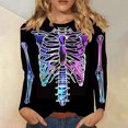 thumbnail image 2 of Gunia Halloween Womens Tshirts Pumpkin Graphic Print Long Sleeve Crew Neck Casual Thanksgiving Tops Tee Shirts Purple M-3Xl, 2 of 5