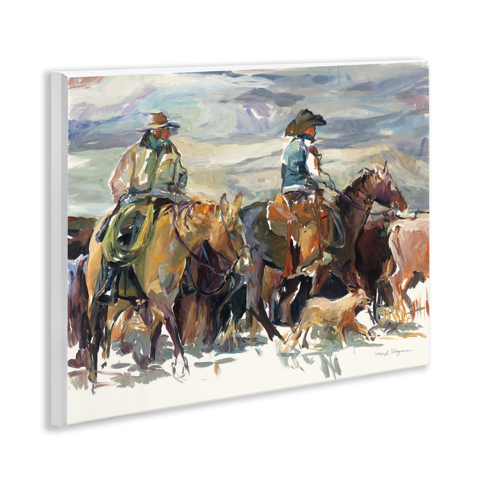 Stupell Industries The Roundup Western Painting Animals Painting Unframed Art Print Wall Art, 14 x 11