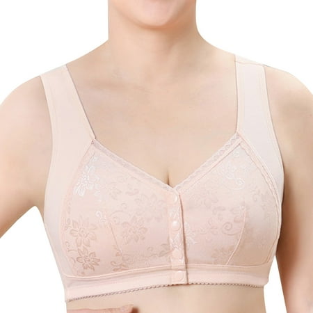 

PEASKJP Cami Bras for Women Anti-Slip Full Figure Push Up Plus Size Seamless Wirefree Back Close Sports Bra Women s Lingerie 85 Khaki