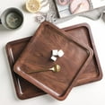 thumbnail image 4 of Black Walnut Tableware Wooden Tableware Round Cake Tray Dessert Serving Tray Kitchen Utensils-5 Square Stitching, 4 of 9