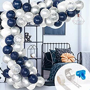 White Silver Balloon Garland Arch Kit Grey Balloons and Gold Confetti Balloon 120 Pcs for Wedding Birthday Bachelorette Party Decorations