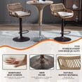 thumbnail image 4 of Homefun Rattan Bar Stools Set of 2 Adjustable Height 360 Swivel Low Back Stools with Footrest Breathable Linen Cushions, 4 of 7