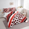 thumbnail image 3 of Homewish Leopard Print 7-Piece Bedding Comforter Set for Teesn Female Men,Bling Red Glitter King Bedding Sets,Geometric Stripes Ultra Soft Bed Sheets,Ultra Soft Home Decor,Reversible, 3 of 8