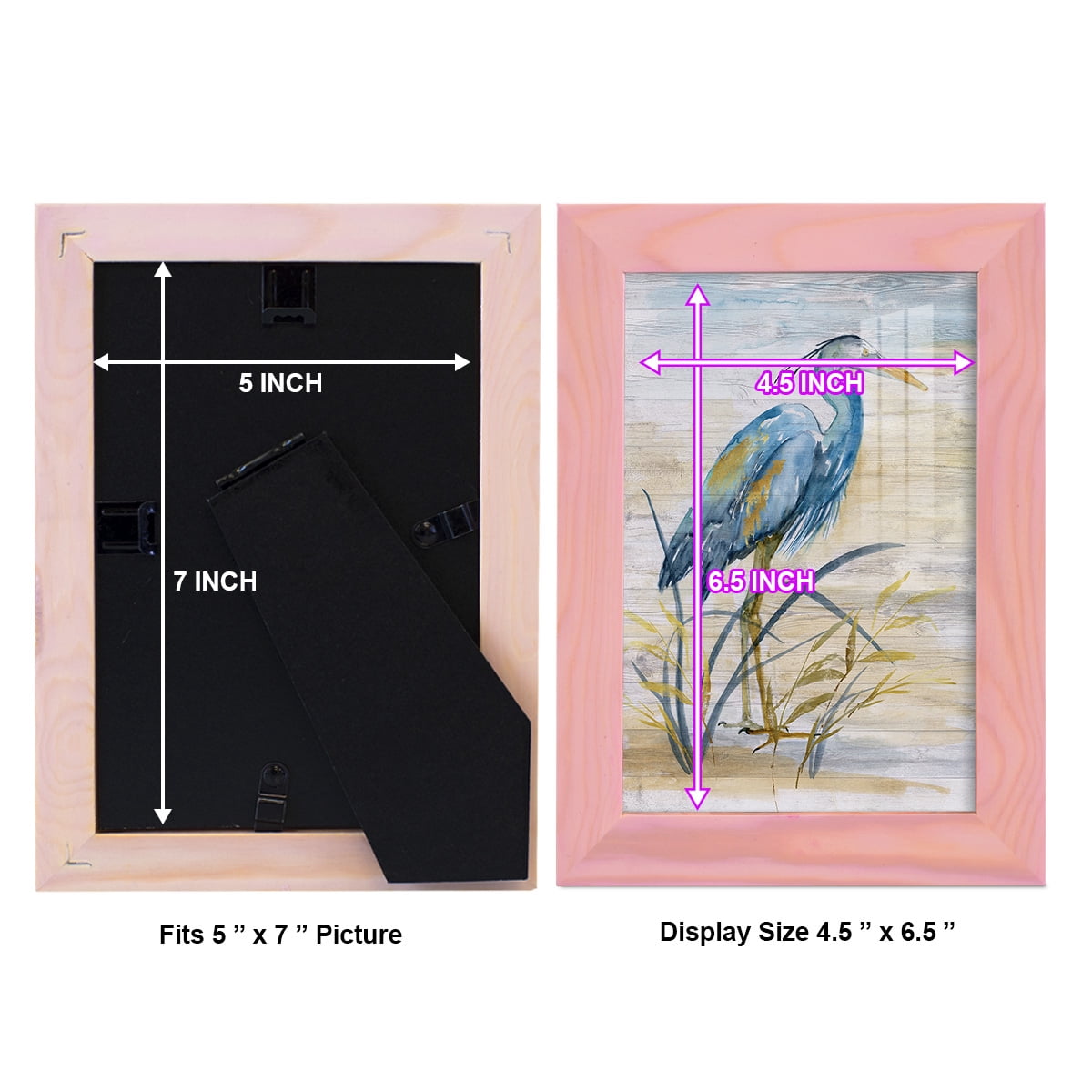 Blue Heron I -Framed Print w/glass-Sunset Pink