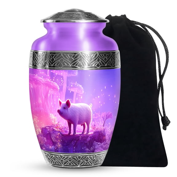 JAGASY Pig Large Cremation Urn for Ashes Adult Male, Purple Urns for Human Ashes for Women, Pink Decorative Urns for Friends, Handmade Urn for Boys & Girls, (10 Inch)