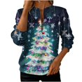 thumbnail image 3 of yoeyez Christmas Sweatshirt for Women Half Zip Up Sweatshirts Loose Round-Neck Xmas Tree Pullover Long Sleeve Holiday Gift Tops, 3 of 6