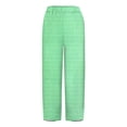 thumbnail image 4 of Women's Casual Pants Striped Linen Pants For Women Summer Casual Wide Leg Pants With Pockets Comfy Cropped Palazzo Pants,Green Women's Casual Pants XL, 4 of 5