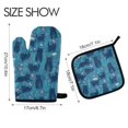 thumbnail image 2 of Yayeee Oven Mitts and Pot Holder Set of 2 Heat Resistant Kitchen Gloves Baking Hot Pad, Blue Forest Cat Pattern, 2 of 5