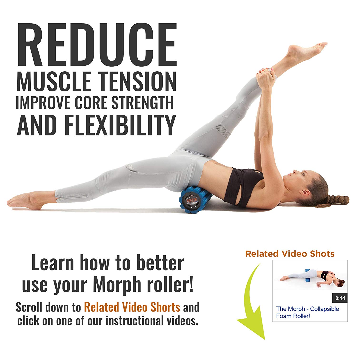 Collapsible Travel Foam Roller (Smooth) - Medium Density - Midnight (by Brazyn)