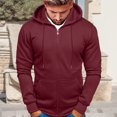 thumbnail image 2 of Hoodies for Men Zip up Slim Fitted Sweatshirts with Pockets Fall Winter Solid Color Casual Workout Cardigan Mens Winter Coats 2Xl, 2 of 4