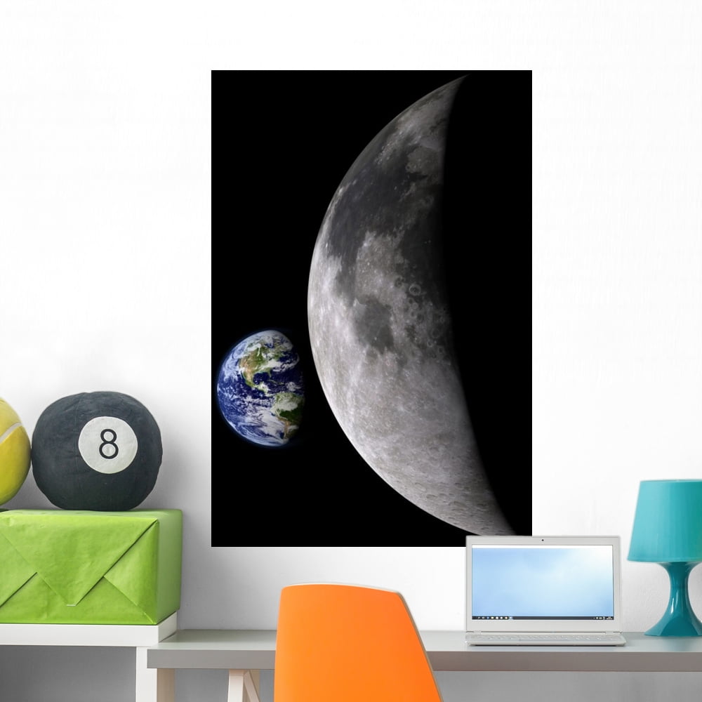 Earth and Moonelements This Wall Mural Decal Sticker, Wallmonkeys Peel ...