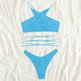 thumbnail image 4 of Aayomet Two Piece Swimsuit For Women Women Color 2pack Rib Bikini Swimsuit Split Push Up Two Piece Bikinis Swimsuit Beachwear,Blue XL, 4 of 5