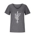 thumbnail image 4 of Zpanxa Womens Summer Tops Trendy Casual Print V-Neck Short Sleeve T Shirt Pullover Tops Lightweight Cute Blouse Pullover Dark Gray M, 4 of 5