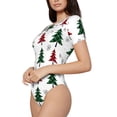 thumbnail image 2 of Fotbe Women Short Sleeve Bodysuit Round Neck Buffalo Plaid Christmas Trees Bodysuit For Women Round Neck Scoop Neck Long Sleeve Stretch Tops Jumpsuit-X-Large, 2 of 9