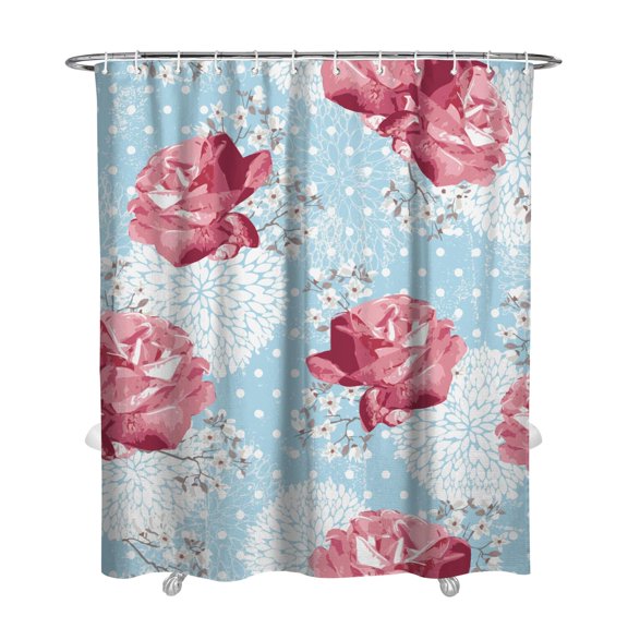 Waterproof Pioneer Shower Curtain 72x84 Inch Polyester Unique Cute Floral Shower Curtain for Bathroom Hotel Home Decor with 12 Plastic Hooks