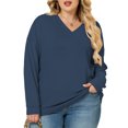 thumbnail image 3 of NISVIYA Winter Oversized Sweatshirts for Women Fall Trendy Basic V Neck Long Sleeves Pullover, 3 of 6