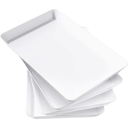 Lifewit Serving Tray Plastic, Serving Platters Dishes for Party, 15" x 10" Reusable Food Tray 4 pcs
