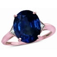 thumbnail image 3 of Star K � Large Oval 12x10 Created Sapphire 3 Stone Trillion Setting Ring, 3 of 9