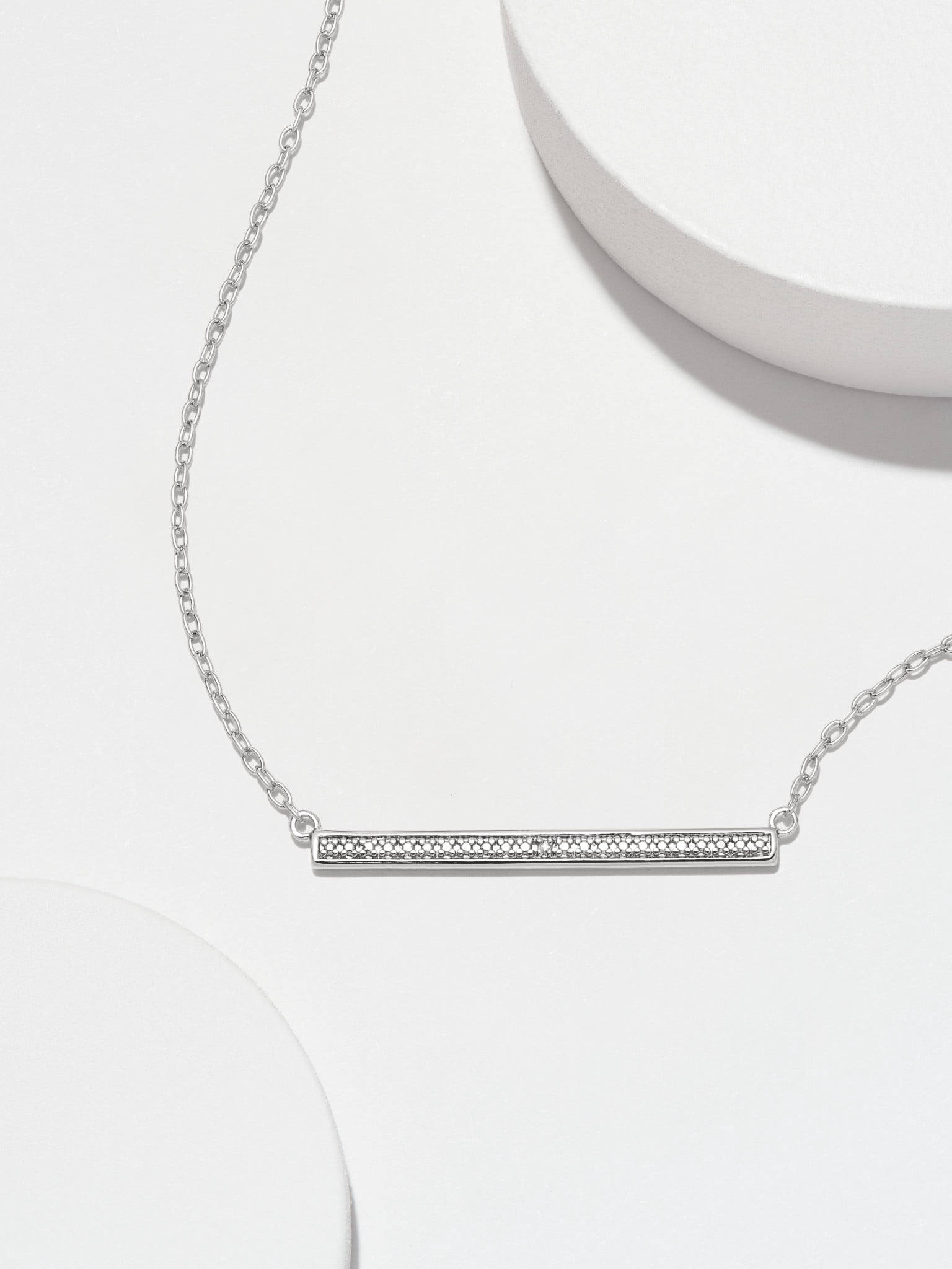 Forever Facets Fine Silver Plated Silver Tone Classic Bar Diamond Accent Necklace, 18"