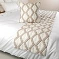 thumbnail image 4 of Ivory Bed Runner without Pillow Cover, Queen Size 74"x18" Decorative Bed Runner, Ivory & Taupe Linen Bed Scarf in Quilted Pattern & Linen Embroidery - Pattern Flatter, 4 of 4