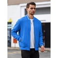 thumbnail image 3 of Colsmile Men's Waffle Knit Bomber Jacket, Lightweight Full Zip Varsity Baseball Coat with Pockets for Spring Fall,Royal Blue 3XL, 3 of 9